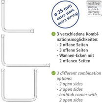Wenko Extra Strong Universal Aluminium Shower Rail Holder Easy Installation For Home Bathroom, White