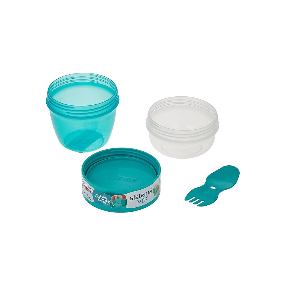 Sistema Snack Capsule Storage Containers With Spork, Aqua Blue