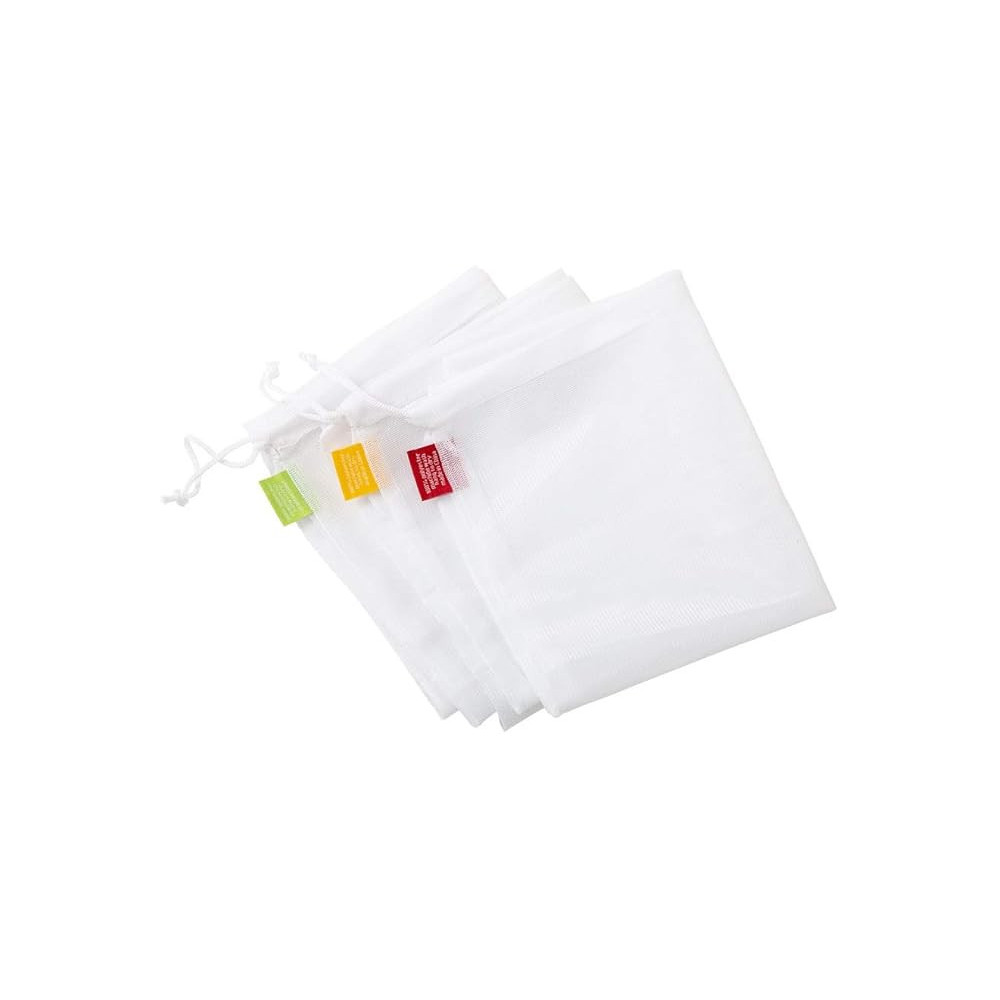 Addis Reusable Shopping Storage Net Bags, Set Of 3, White
