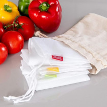 Addis Reusable Shopping Storage Net Bags, Set Of 3, White