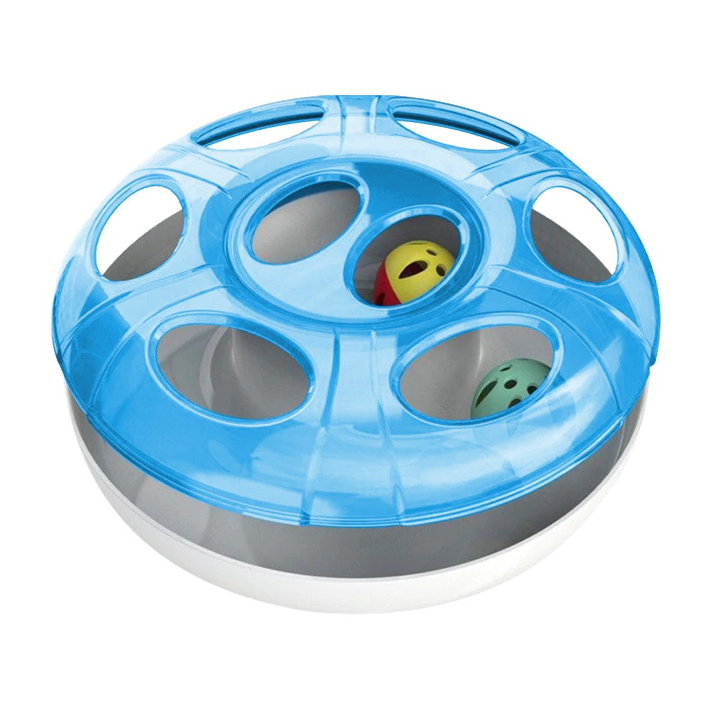 Georplast UFO Interactive Cat Toy With 2 Plastic Balls, Blue