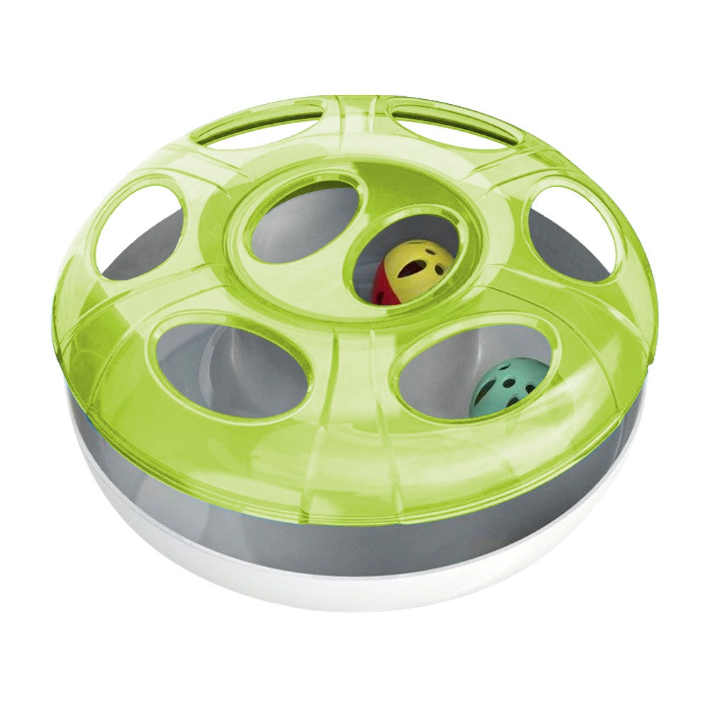Georplast UFO Interactive Cat Toy With 2 Plastic Balls, Green