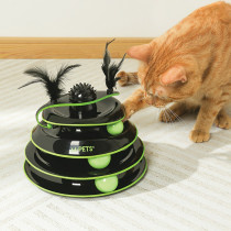 M-Pets Play Tower Castle Cat Toy With Ball, Black/Green