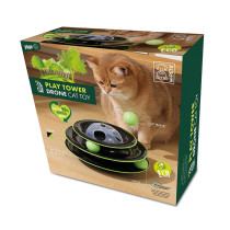 M-Pets Play Tower Drone Cat Toy With Ball, Black/Green