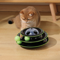 M-Pets Play Tower Drone Cat Toy With Ball, Black/Green