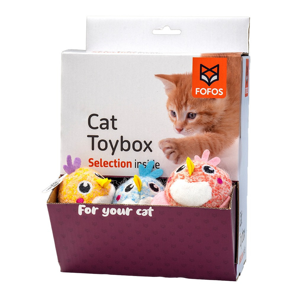FOFOS Fuzzy Bird Assorted Display Box, 18 Pieces