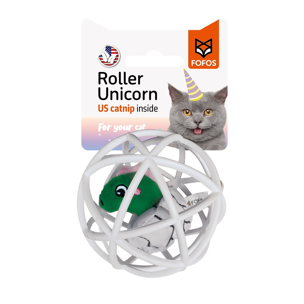 FOFOS Roller Dinosaur with Catnip Cat Toy Lightweight, White