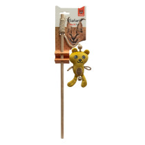 FOFOS Tiger Cat With A Small Bell Hanging Wand Cat Toy, Beige/Yellow
