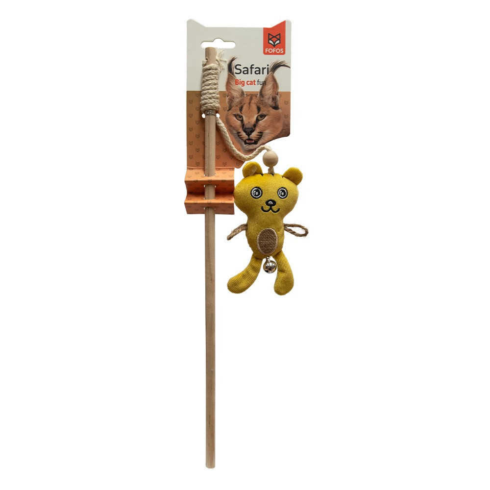 FOFOS Tiger Cat With A Small Bell Hanging Wand Cat Toy, Beige/Yellow