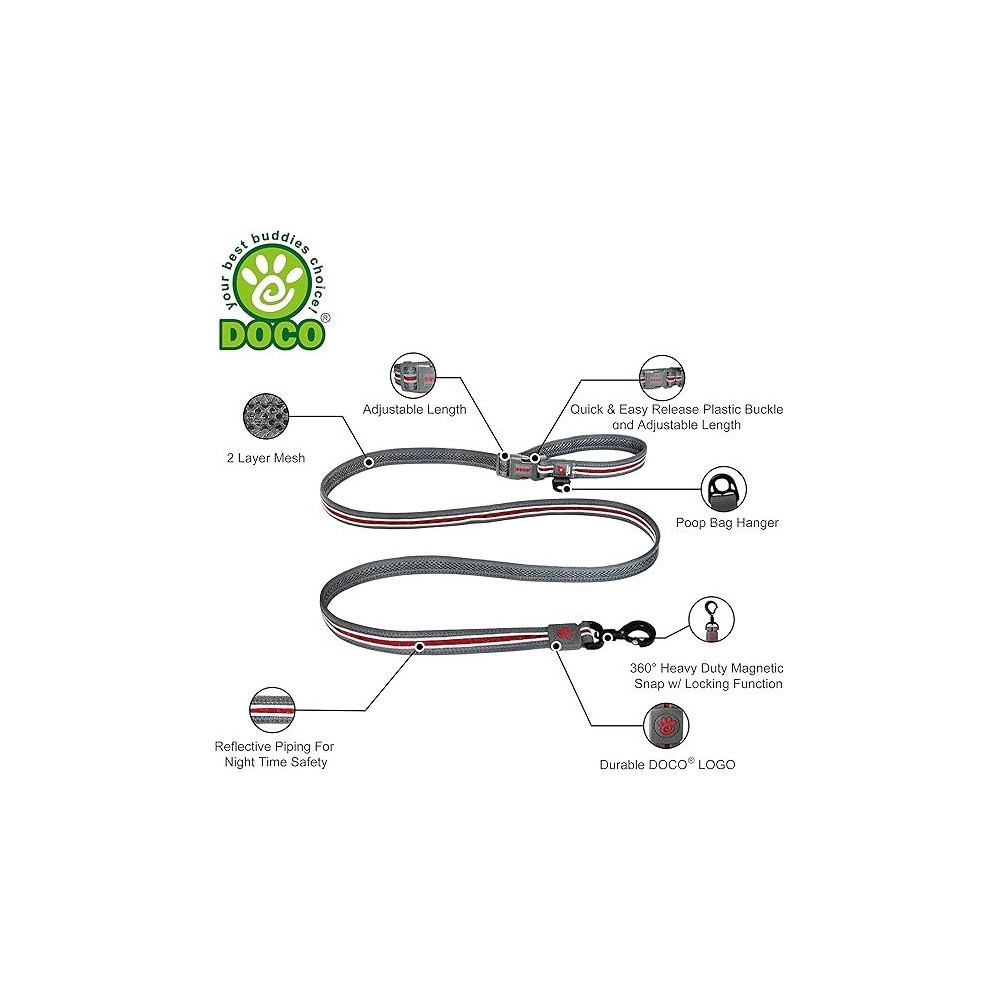 Doco Lunar Mesh Leash For Dogs, Grey Colour, Medium Size