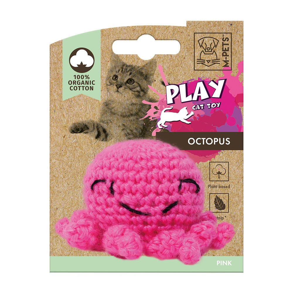 M-Pets Octopus Organic Cotton Cat Toy Soft, Pink