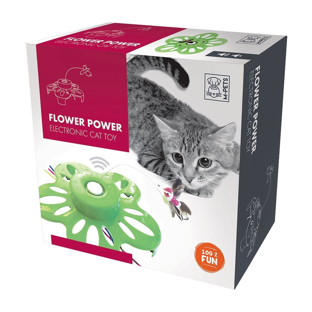 M-Pets Flower Power Electronic Cat Toy, Green