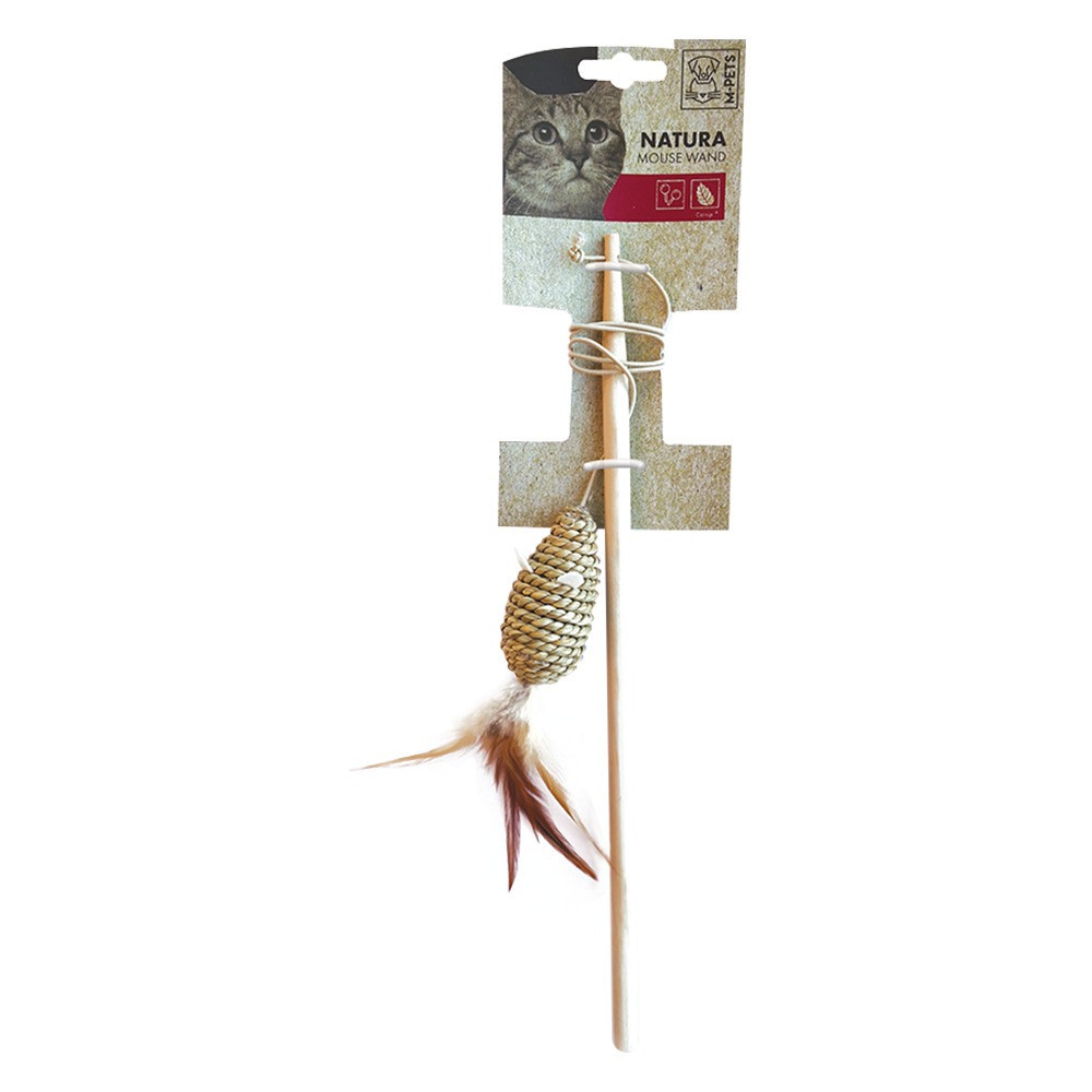 M-Pets Natura Mouse Cat Wand Lightweight, Beige