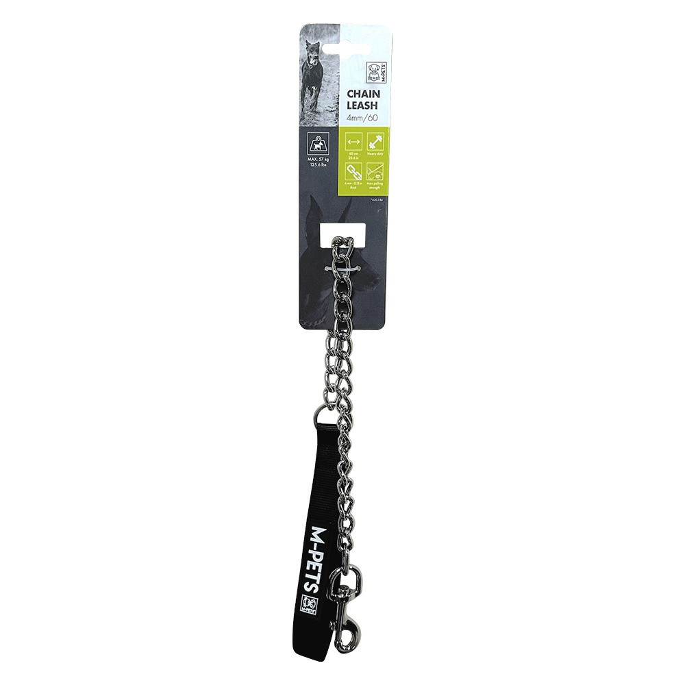 M-Pets Chain Leash For Dog Padded Handle, 4 mm/60cm, Silver
