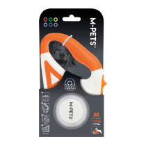M-Pets Dog Adjustable Flash Retractable Leash White And Orange, Medium (18 x 11 x 5 cm – 5m)