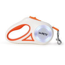 M-Pets Dog Adjustable Flash Retractable Leash White And Orange, Medium (18 x 11 x 5 cm – 5m)