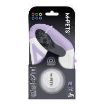 M-Pets Flash Retractable Leash For Dog, White and Purple, Medium ( 18 x 11 x 5 cm – 5m)