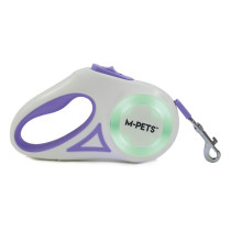 M-Pets Flash Retractable Leash For Dog, White and Purple, Medium ( 18 x 11 x 5 cm – 5m)