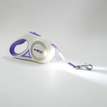 M-Pets Flash Retractable Leash For Dog, White and Purple, Medium ( 18 x 11 x 5 cm – 5m)