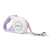 M-Pets Flash Retractable Leash For Dog, White And Purple, Small (16 x 9 x 4.5 cm – 3m)