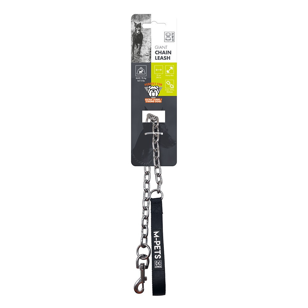 M-Pets Giant Chain Leash For Dog, 2.5 x 75 cm, Silver