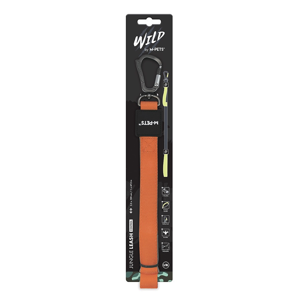 M-Pets Wild Jungle Leash For Dog Control, Orange, Large-XL (2.5 x 120 cm)