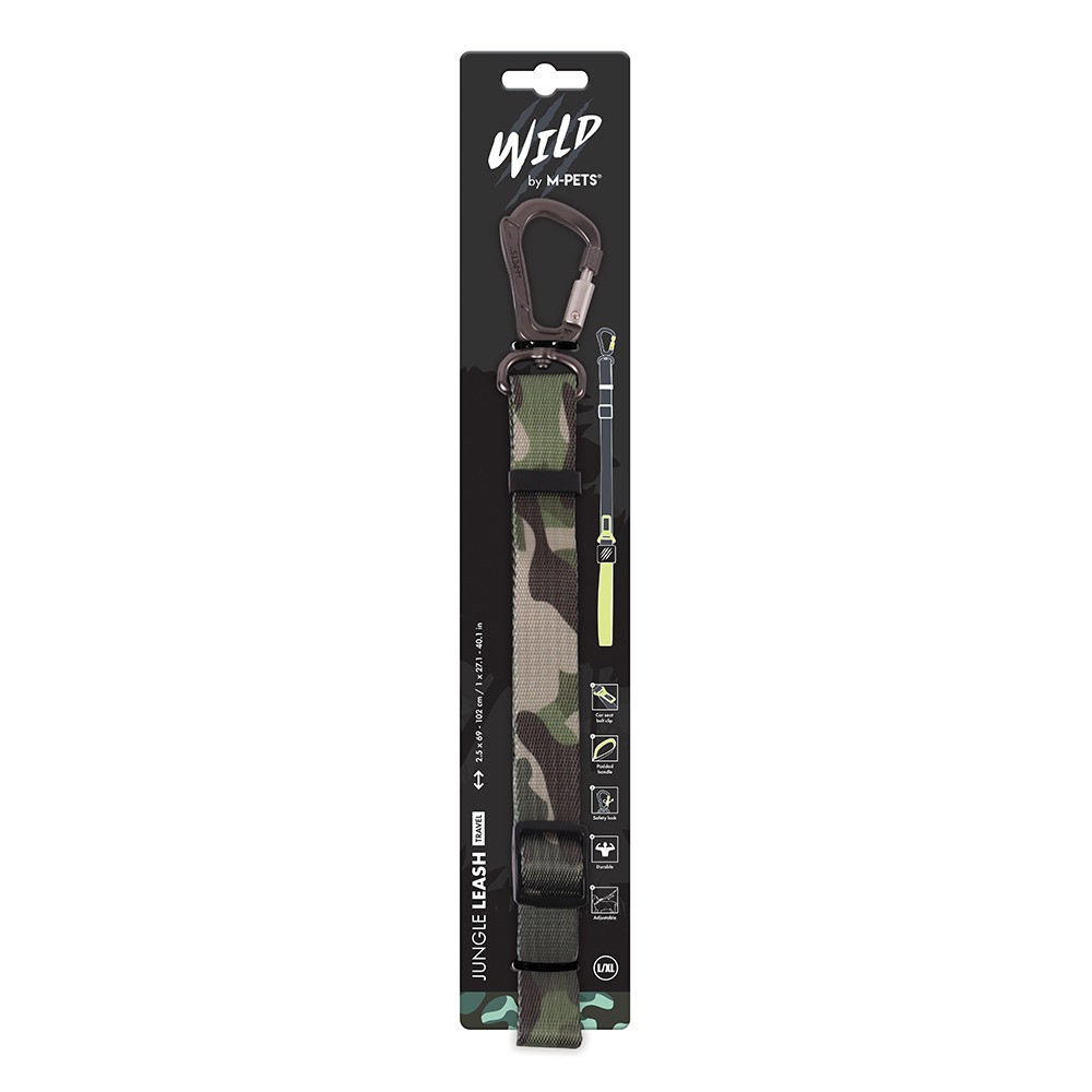 M-Pets Wild Jungle Leash Travel For Dog, Large-XL (2.5 x 69-102 cm)