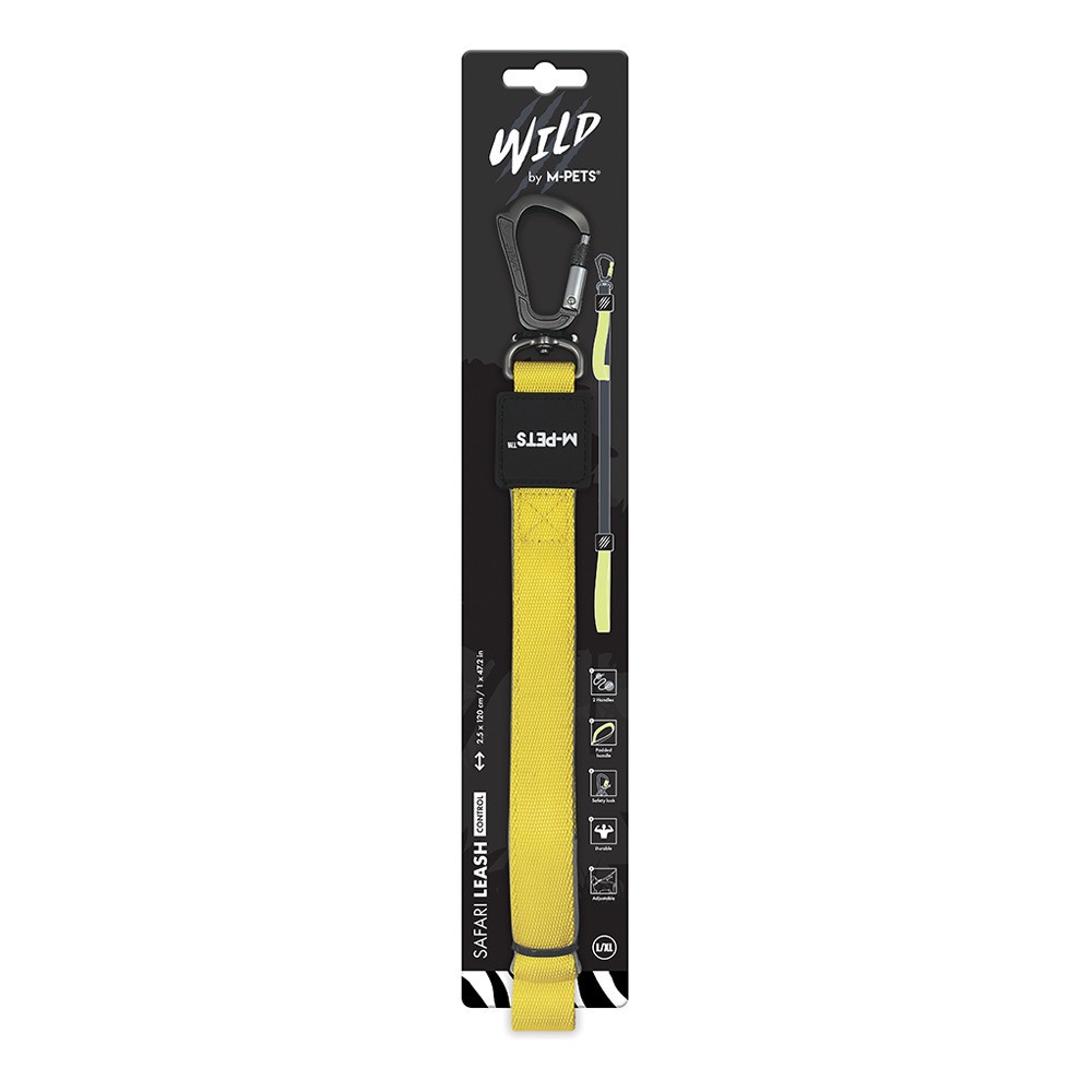M-Pets Wild Safari Leash Regular For Dog, Yellow, Large-XL (2 x 120 cm)