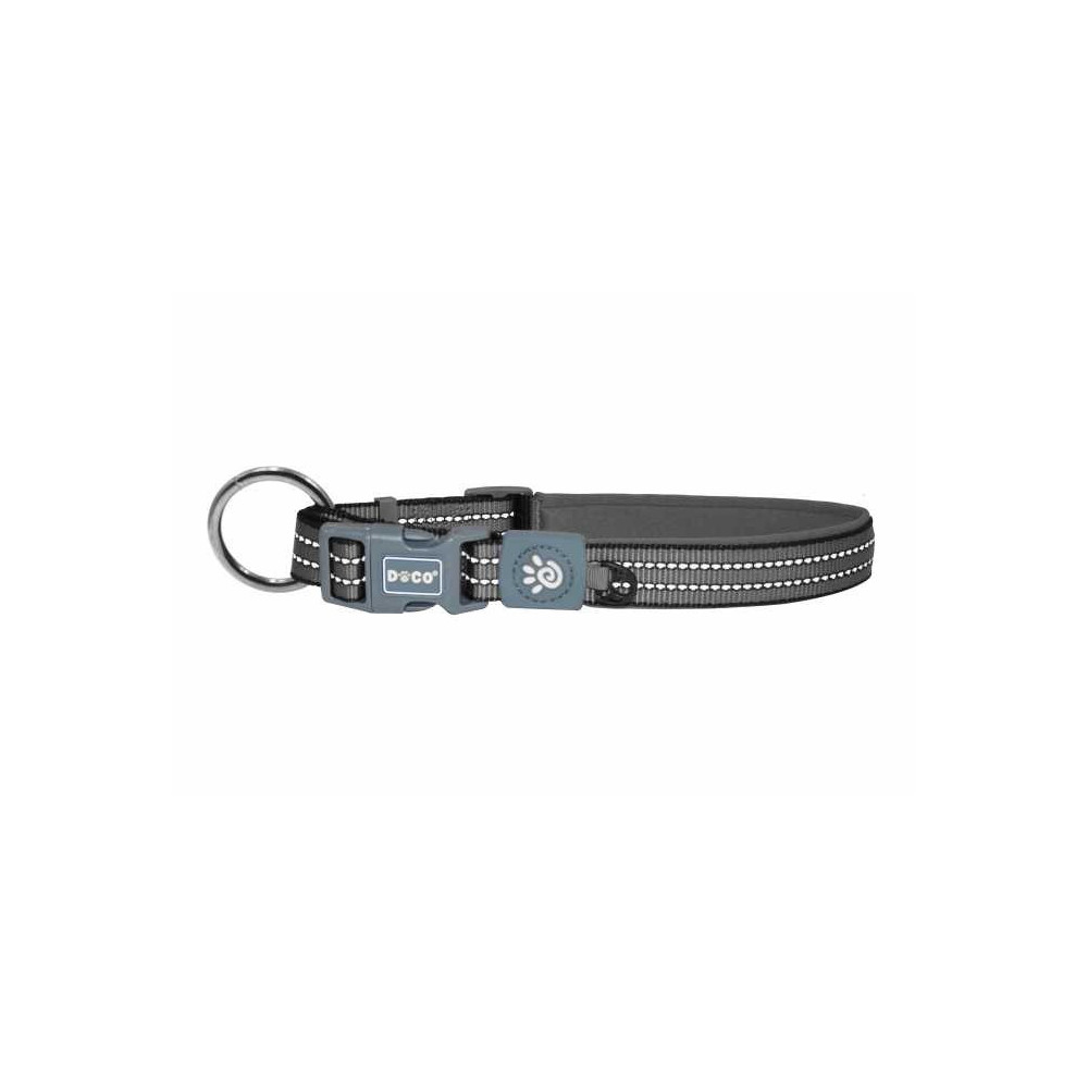 Doco Vario O Ring Collar With Reflective Stitching, Grey, Medium