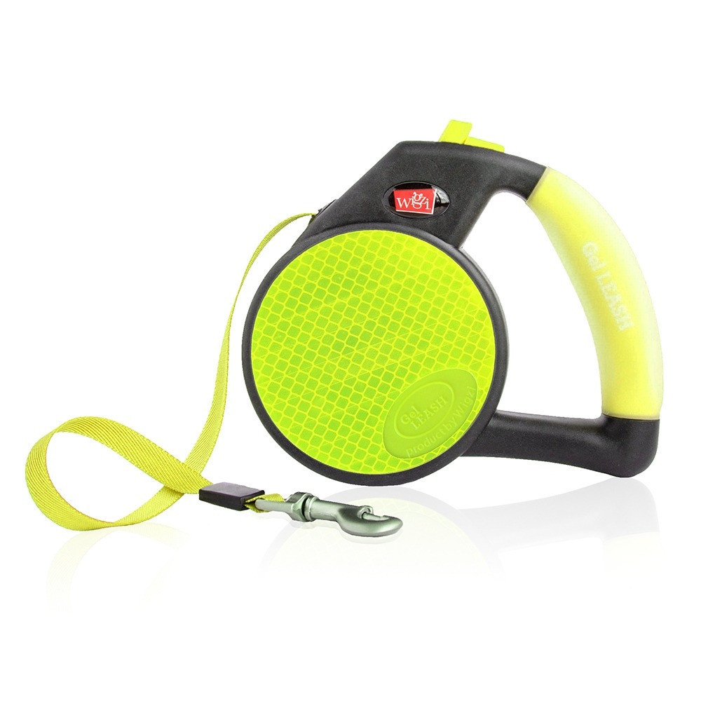 Wigzi Reflective Tape Gel Handle Leash For Dog, Yellow, Large (4.9 meter)