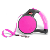 Wigzi Retractable Tape Gel Handle Leash, For Dog, Pink, Large (4.9 meter)
