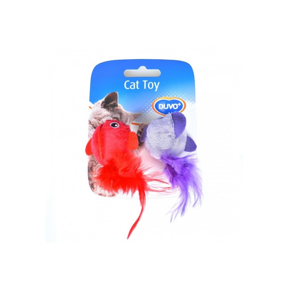 Duvo+ Cat Toy Assortment Birds And Feather, 2 Pieces, Red/Purple