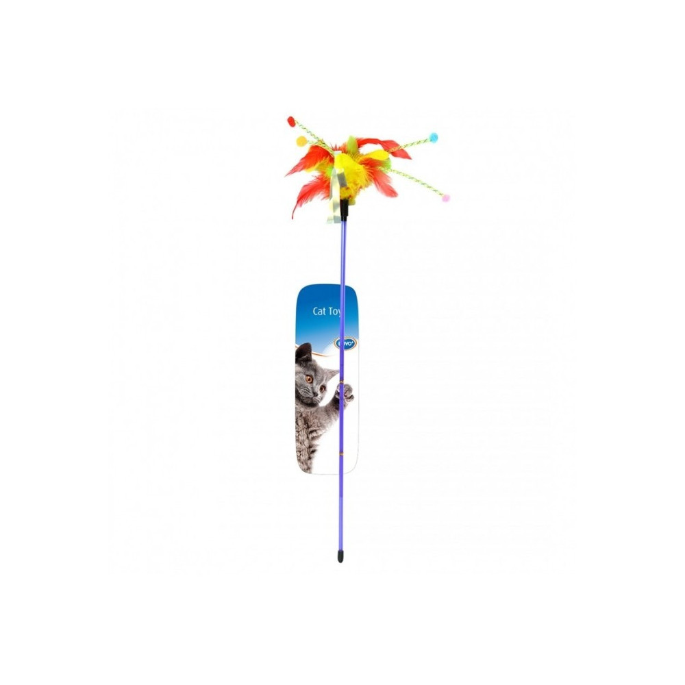 Duvo+ Assortment Playing Rod With Feathers Mixed Colours Toy For Cats