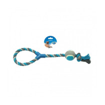 Duvo+ Tug Toy Knotted Cotton Loop With Tennis Ball, Grey/Blue
