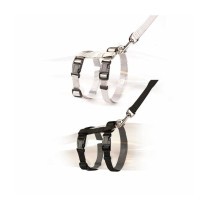 Duvo+ Big Cat Walking Set Harness, Black/White, 30-50cm