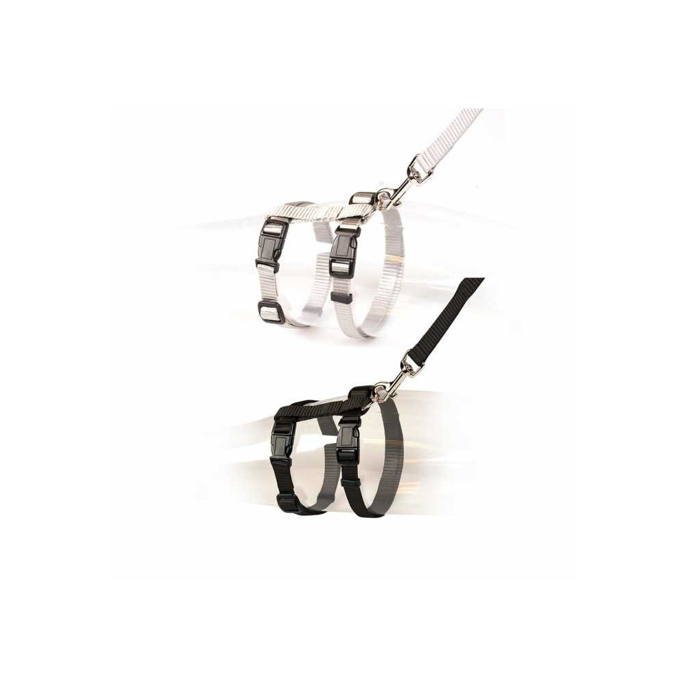 Duvo+ Big Cat Walking Set Harness, Black/White, 30-50cm