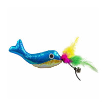 Duvo+ Blinky Whale With Elastic Toy For Cats, Blue, 16.5 x 7 x 2 cm