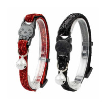 Duvo+ Cat Collar Glitter 2 Nylon, Red/Black, 20-30 cm