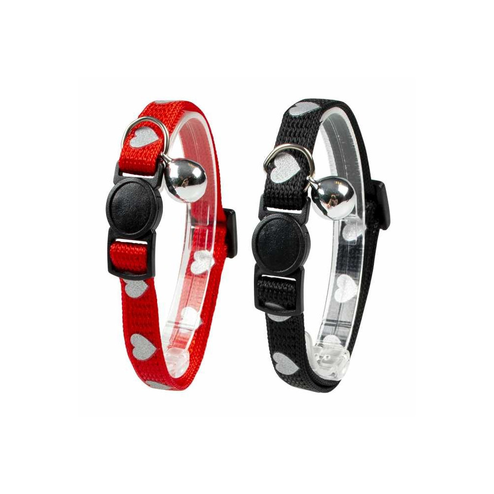 Duvo+ Cat Collar Hearts Reflective, Red/Black, 20-30 cm