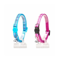 Duvo+ Cat Collar Tartan Nylon, Blue/Pink , 20-30 cm