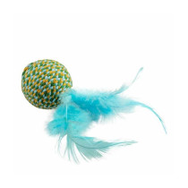 Duvo+ Jolly Ball With Feathers Exercise Toy For Cats, Blue