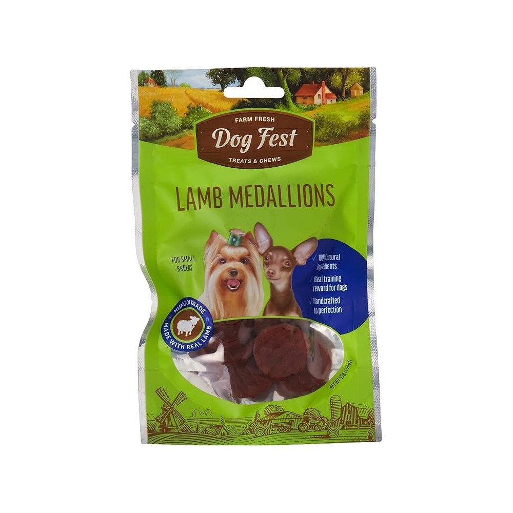 Dog Fest Farm Fresh Treats And Chews Small Dogs Treats Made With Real Lamb Meat, 55 Grams