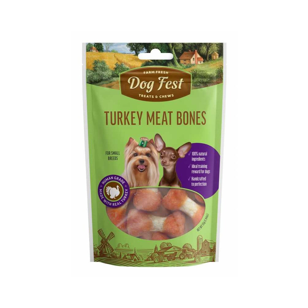 Dog Fest Turkey Meat Bones For Small Breeds, 55G