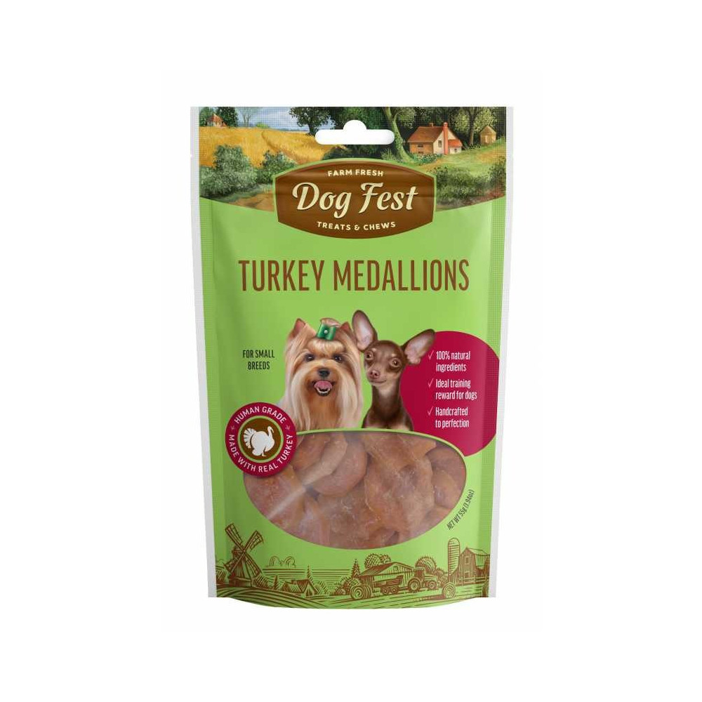 Dog Fest Farm Fresh Turkey Medallions For Small Breeds, 55G