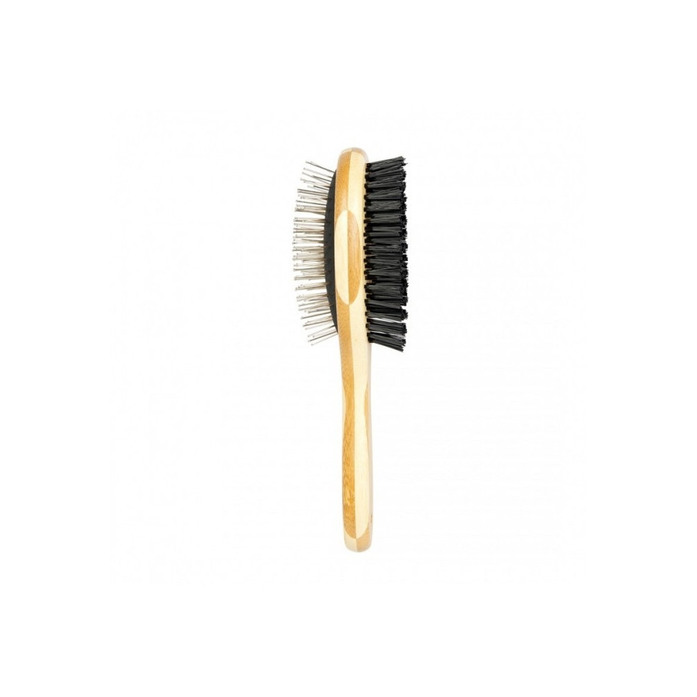 Duvo Plus Bamboo 2-In-1 Soft-Bristles Pin Brush, Small