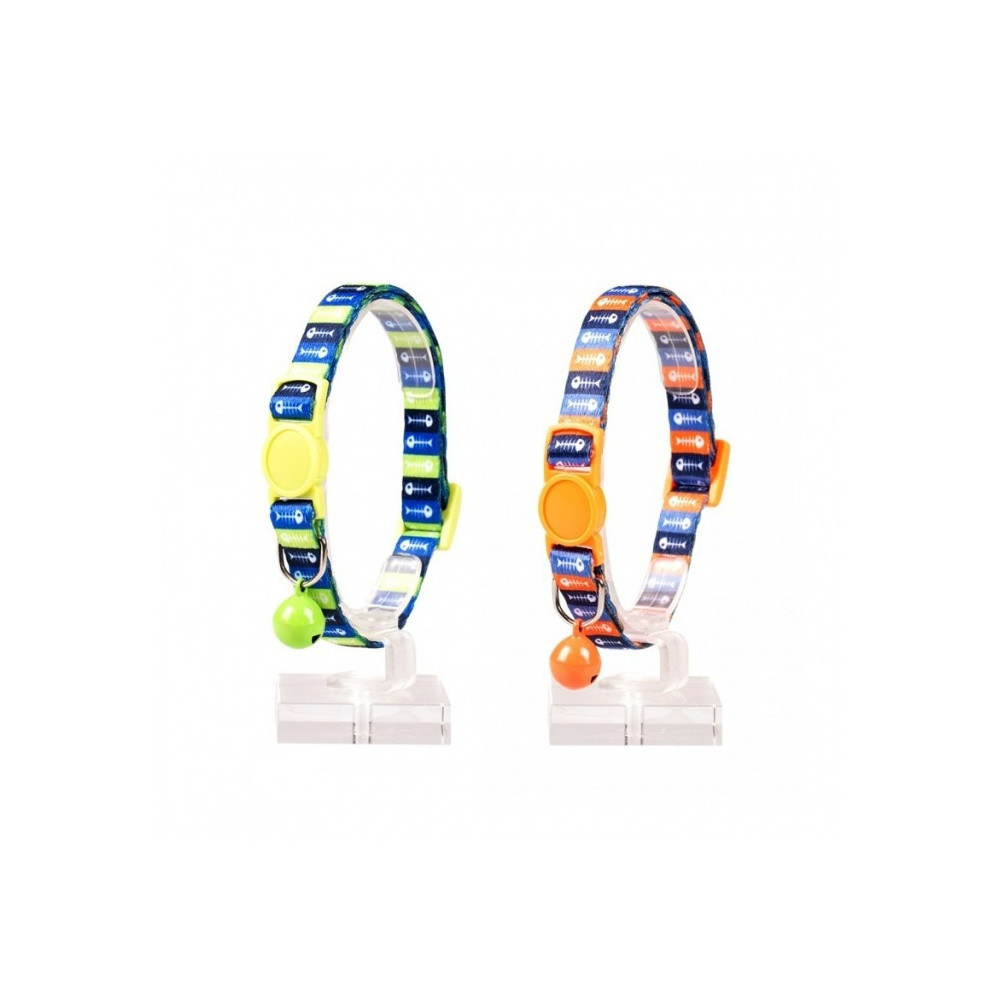 Duvo Plus Cat Collar Nylon, Mixed Colors, 20-30Cm/10Mm, Fish Bones Style