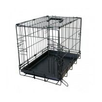 Duvo Plus Dog Crate 2 Doors Plastic Tray, Black