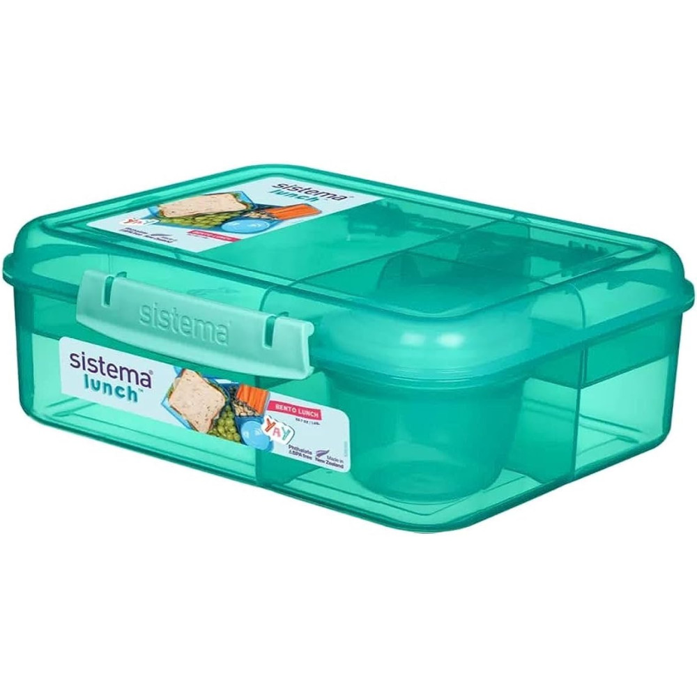Sistema 1.65L Bento Cube Lunch Box With Compartments, Green