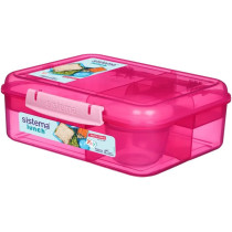 Sistema 1.65L Bento Cube Lunch Box With Compartments, Pink