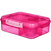 Sistema 1.65L Bento Cube Lunch Box With Compartments, Pink